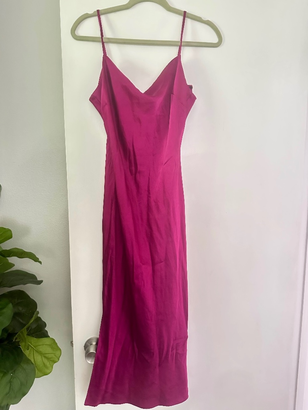 Express Hot Pink Satin Cowl Neck Cami Top